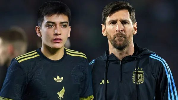 Gilberto Mora y Lionel Messi