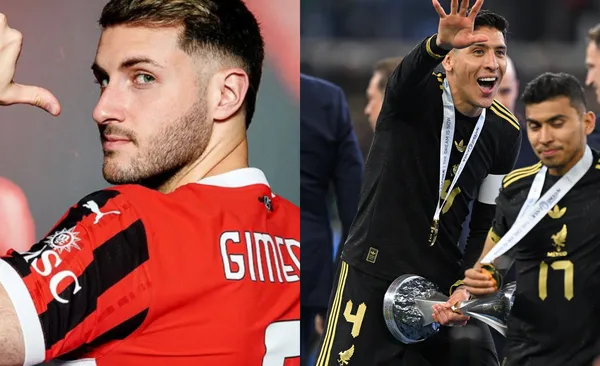 Giménez presentado en Milan, a la derecha, Álvarez celebra copa (Fuente: Mexsports)