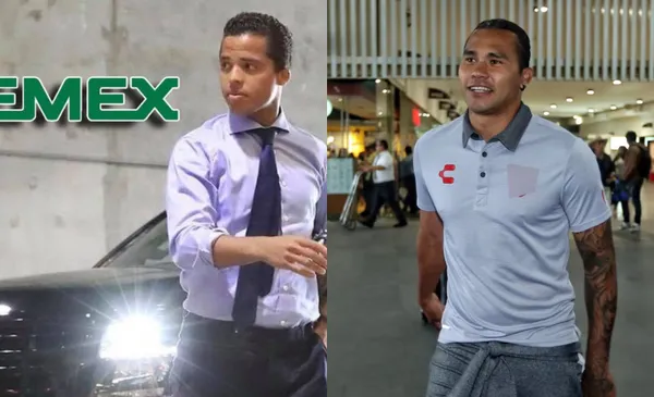 Giovani dos Santos sale de un coche, a la derecha, Peña en el aeropuerto (Fuente: Mexsports)