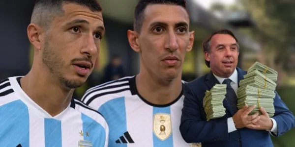 Guido Rodríguez, Ángel Di María y Emilio Azcárraga / Foto: GROK