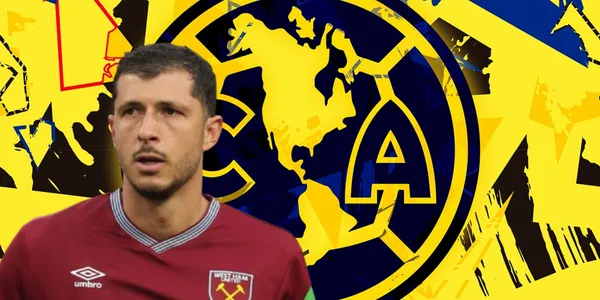 Guido Rodríguez junto al escudo del América / FOTO JUAN FÚTBOL