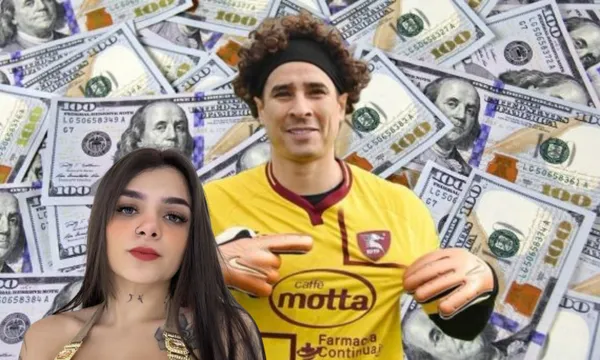 Guillermo Ochoa con fondo de dinero, junto a él la actriz Karely Ruiz
