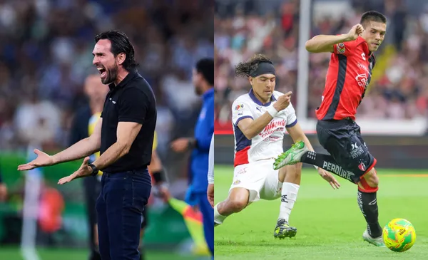 Gutiérrez trata de quitar una pelota, a la derecha, Espinoza da indicaciones (Fuente: Mexsports)