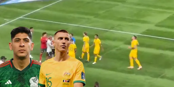 Hay bronca al término del primer tiempo entre Edson Álvarez y el delantero de Australia