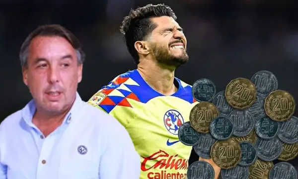 Henry Martín lamentándose y Emilio Azcárraga a su izquierda, a la derecha monedas / Mexsports