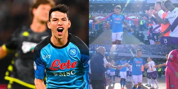 Hirving Lozano deja un noble gesto en el Fiorentina vs Napoli al momento en que le hicieron pasillo