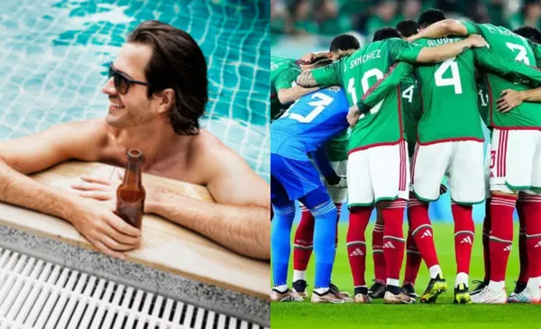 Hombre bebe en una alberca, a la derecha, selección mexicana charla (Fuente: Free Pick y Mexsports)