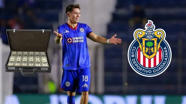 Huescas en un partido de Cruz Azul y el Logo de Chivas