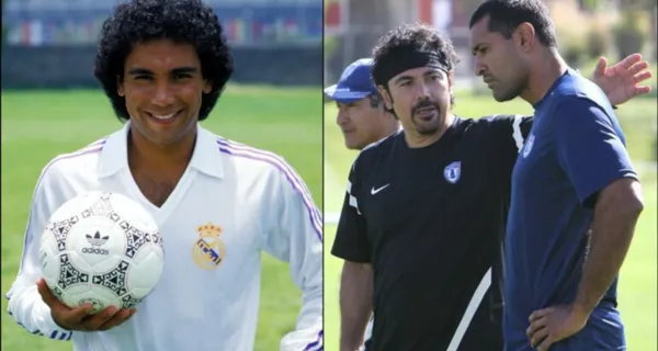 Hugo Sánchez con la playera del Madrid y con la de Pachuca (Fuente: Diario Esto)