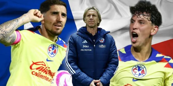 Igor Lichnovsky y Diego Valdés con la playera del América