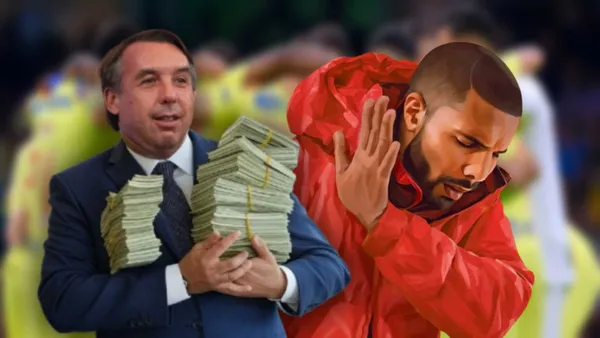 Ilustración de Emilio Azcárraga con dinero (Foto: GROK)