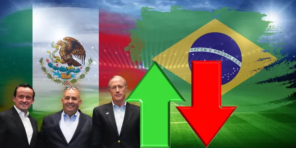 Ilustración del partido de México y Brasil