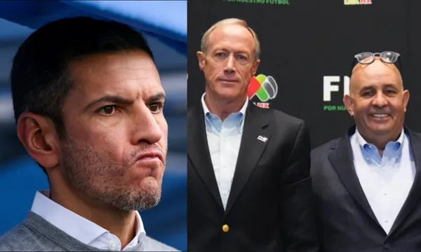 Jaime Lozano hace mueca en el banquillo. Federativos posan para foto (Fuente: El Universal y FMF)