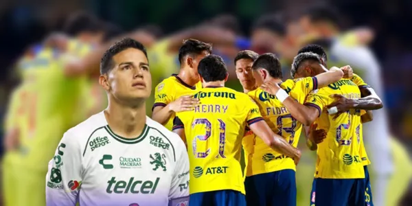 James Rodríguez y jugadores del América (Fuente: MEXSPORT)