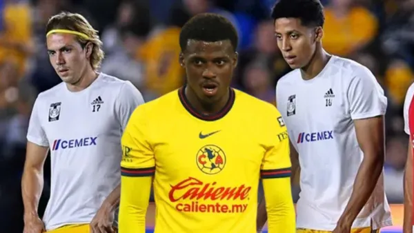 Javairo Dilrosun y jugadores de Tigres (Foto: MEXSPORT)