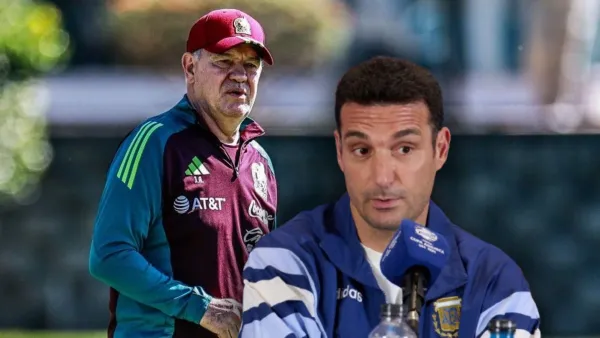 Javier Aguirre durante los entrenamientos con México y Lionel Scaloni en conferencia de prensa