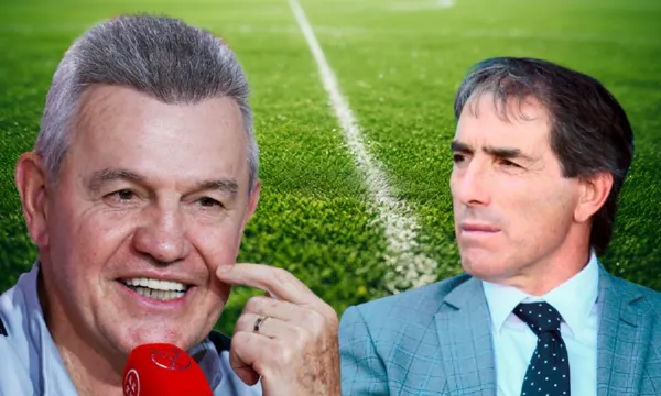 Javier Aguirre y Guillermo Almada junto a una cancha (Fuente: MVS Noticias)