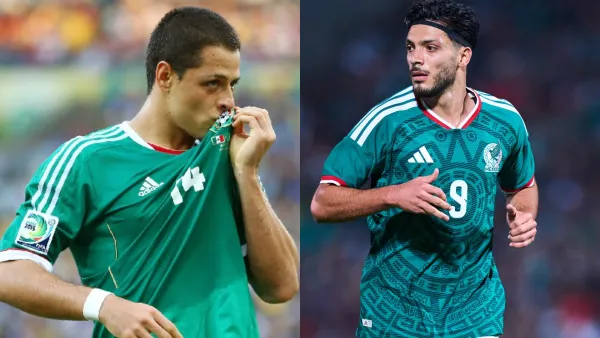Javier Hernández y Raúl Jiménez con la selección mexicana