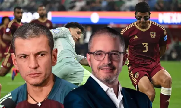 Jorge Sánchez disputa una pelota con un defensor de Venezuela (Fuente: Mexsports)