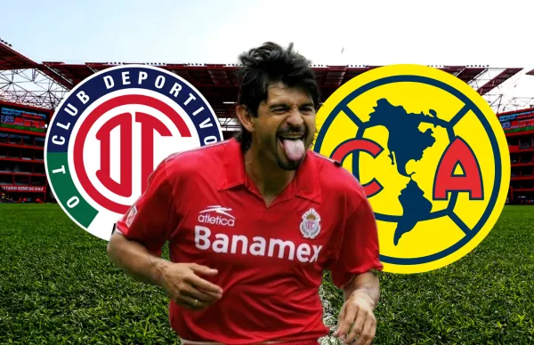 José Saturnino Cardozo y escudos de Toluca y América/ Foto Imago 7.