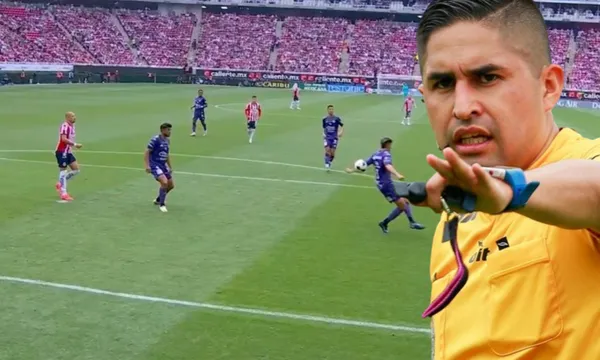 Jugada en la que impacta la pelota en la mano de Ventura Alvarado (Fuente: Telemundo)