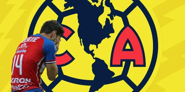 Jugador de Chivas junto al escudo del América / FOTO Facebook