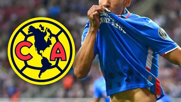Jugador de Cruz Azul besando la playera