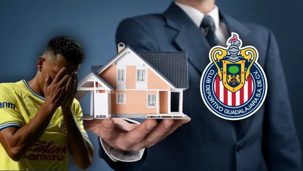 Jugador del América lamentándose y vendedor de casas (Foto: GROK)