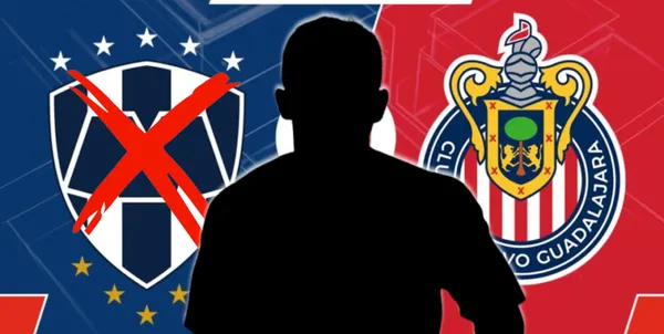 Jugador incógnito junto al escudo de Rayados y Chivas / FOTO X