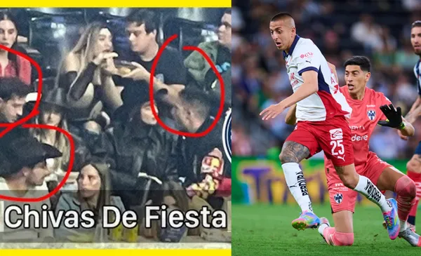 Jugadores de Chivas en fiesta, a la derecha, Alvarado define gol (Fuente: Mexports y Jesús Bernal)