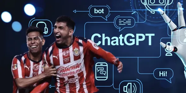 Jugadores de Chivas junto al logo de ChatGPT / FOTO X