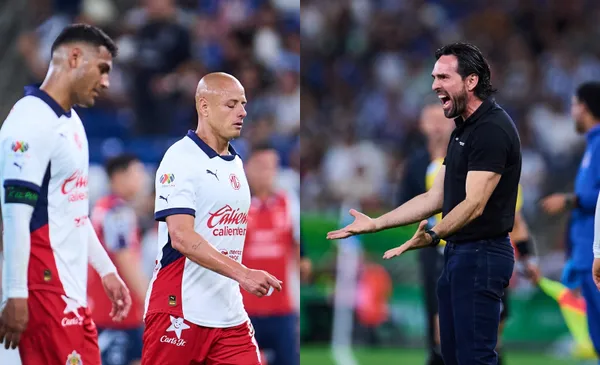 Jugadores de Chivas salen tras derrota, a la derecha, Espinoza grita (Fuente: Mexsports)