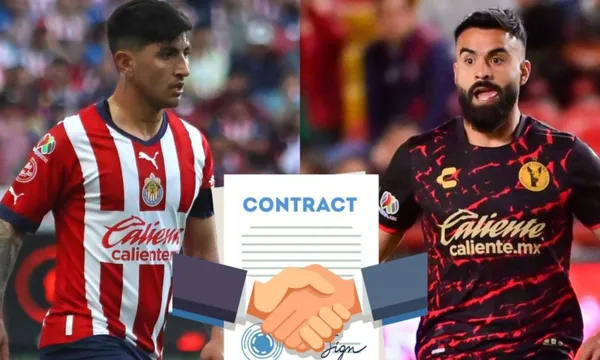 Jugadores de Chivas y de Atlas en el campo de juego (Fuente: Milenio)