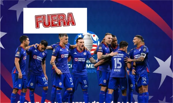 Jugadores de Cruz Azul festejan un gol, con fondo de la Copa América / Fuente: La Máquina Celeste