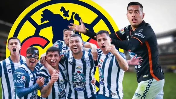 Jugadores de Pachuca y Erick Sánchez con escudo de Club América/ Foto: Sport Judge