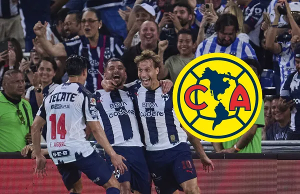Jugadores de Rayados y escudo del América/Foto Once Diario.