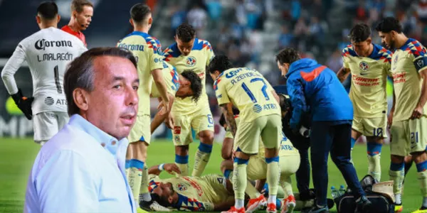 Jugadores del América asisten a Cáceres tras su lesión ante Pachuca / Foto: Getty Images