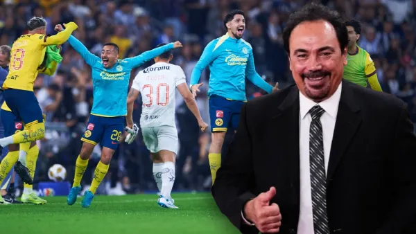 Jugadores del América festejando y Hugo Sánchez