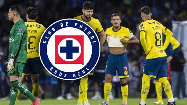 Jugadores del América y sello del Cruz Azul