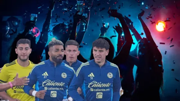 Jugadores del Club América en calentamiento