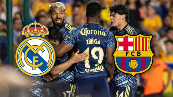 Jugadores del Club América festejando un gol