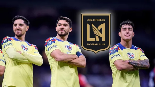 Jugadores del Club América y logo de LAFC (Foto: MEXSPORT)