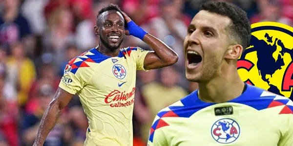 Julián Quiñones e Idrissi con la playera del América