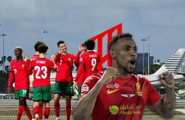 Julián Quiñones y jugadores de la Selección de Portugal/ Foto CNN.