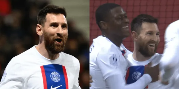 La acción del diez argentino tras su tanto en el equipo francés.