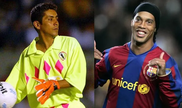 La reacción de Ronaldinho cuando vio por primera vez a Jorge Campos en un terreno de juego.