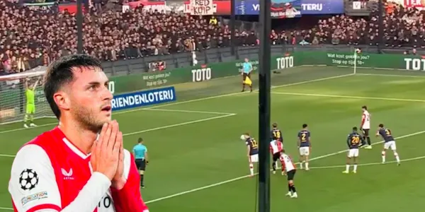 La reacción de Santi Giménez tras fallar su penal en el Feyenoord vs Twente