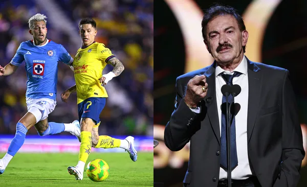 La Volpe en una conferencia, a la derecha, juego entre Cruz Azul y América (Fuente: Mexsports)
