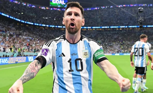 Lionel Messi festeja gol con Argentina (fuente: AFP)