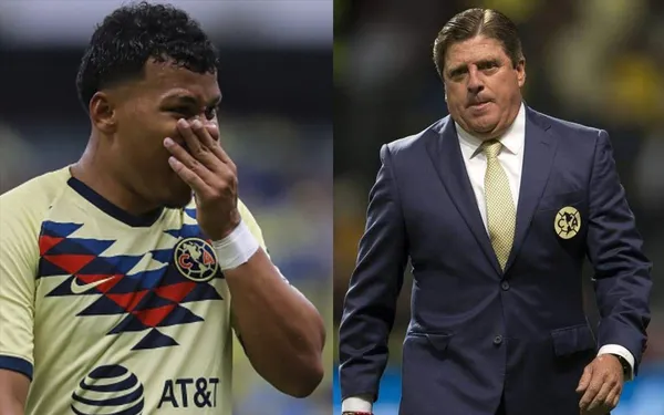Luego del partido Miguel Herrera reclamó a Roger Martínez por la falta que cometió y dejar al América con uno menos.